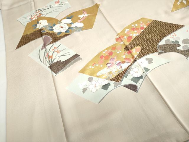 平和屋着物●訪問着 刺繍 冊子花鳥文 金彩 正絹 逸品 DABB0827ud