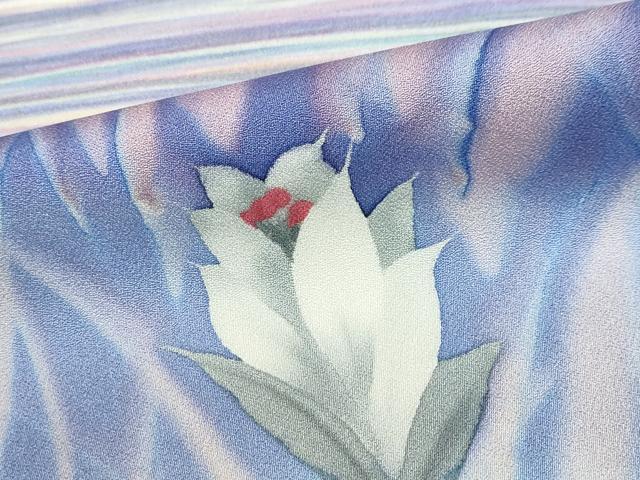 平和屋着物●染色家 岩浅公展 訪問着 草花文 正絹 逸品 DABB0829ud