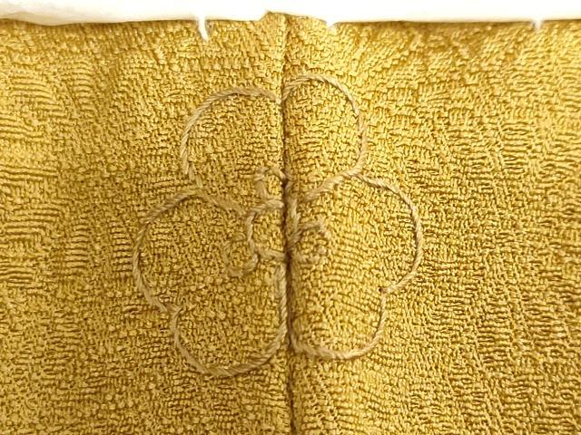 平和屋着物●上質な色無地 作家物 花尽くし地紋 黄橡色 正絹 逸品 未使用 DABB0831ud