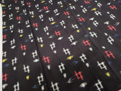 平和屋着物●久留米絣 黒地 胴抜き仕立て 綿 逸品 DABB0839ud