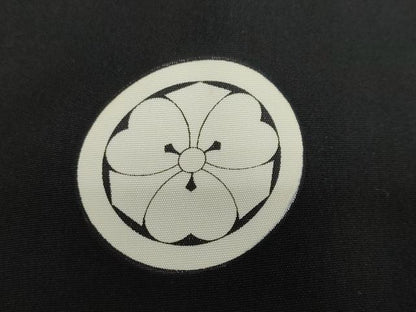 平和屋着物●男性　黒紋付　長羽織セット　羽裏：風景文　正絹　逸品　DABB0843ud