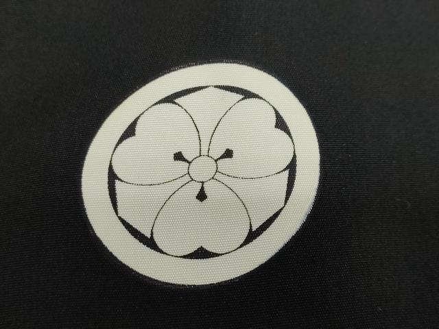 平和屋着物●男性　黒紋付　長羽織セット　羽裏：風景文　正絹　逸品　DABB0843ud