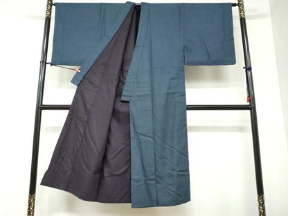 平和屋着物●男性 紬 アンサンブル 長襦袢（無双仕立て）セット 120亀甲 総詰め 正絹 逸品 DABB0844ud