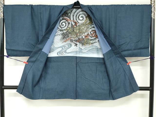 平和屋着物●男性 紬 アンサンブル 長襦袢（無双仕立て）セット 120亀甲 総詰め 正絹 逸品 DABB0844ud