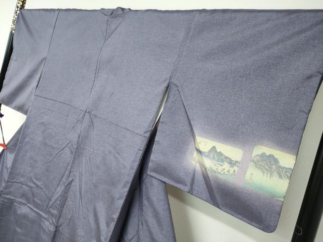 平和屋着物●本場染大島紬 訪問着 東海道五十三次 暈し染め 正絹 逸品 DABB0846ud