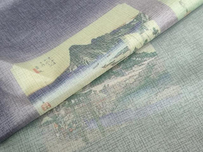 平和屋着物●本場染大島紬 訪問着 東海道五十三次 暈し染め 正絹 逸品 DABB0846ud