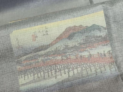平和屋着物●本場染大島紬 訪問着 東海道五十三次 暈し染め 正絹 逸品 DABB0846ud
