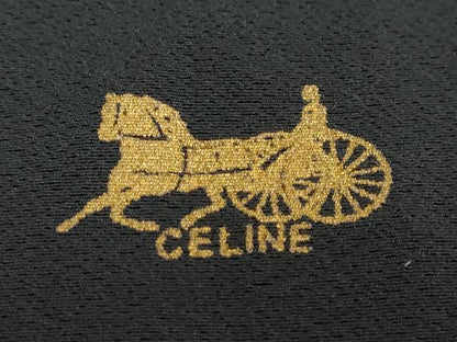 平和屋着物●ファッションブランド CELINE セリーヌ 訪問着 草花文 黒地 金彩 正絹 逸品 DABB0847ud