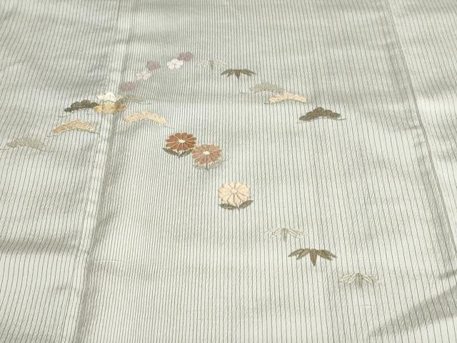 平和屋着物●中国三大刺繍 相良刺繍 総刺繍 訪問着 紬地 草花文 金糸 三越扱い ロング丈 正絹 逸品 DABB0849ud
