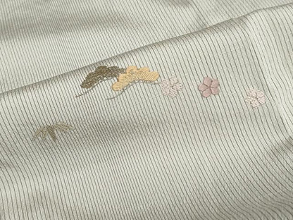 平和屋着物●中国三大刺繍 相良刺繍 総刺繍 訪問着 紬地 草花文 金糸 三越扱い ロング丈 正絹 逸品 DABB0849ud