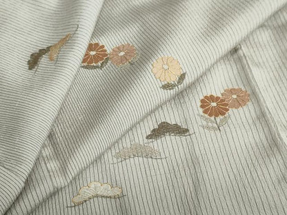 平和屋着物●中国三大刺繍 相良刺繍 総刺繍 訪問着 紬地 草花文 金糸 三越扱い ロング丈 正絹 逸品 DABB0849ud