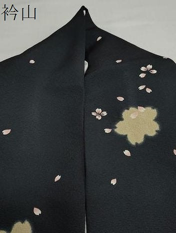 平和屋着物●上質な小紋 舞桜文 蛍暈し 黒地 正絹 逸品 DABB0853ud