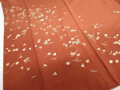 平和屋着物●訪問着 総刺繍 敷松葉草花文 暈し染め 金糸 正絹 逸品 DABB0854ud