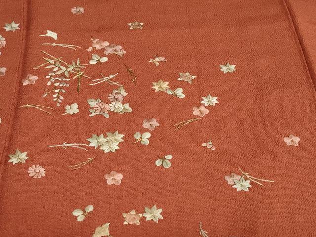 平和屋着物●訪問着 総刺繍 敷松葉草花文 暈し染め 金糸 正絹 逸品 DABB0854ud