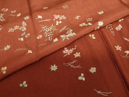 平和屋着物●訪問着 総刺繍 敷松葉草花文 暈し染め 金糸 正絹 逸品 DABB0854ud