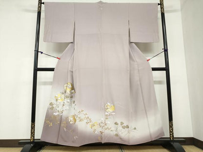 平和屋着物●豪華色留袖 駒刺繍 飛鶴蔦の葉草花文 暈し染め 金彩 正絹 逸品 DABB0858ud