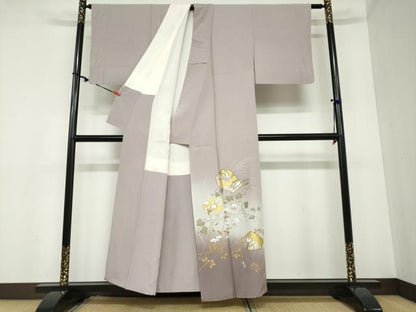 平和屋着物●豪華色留袖 駒刺繍 飛鶴蔦の葉草花文 暈し染め 金彩 正絹 逸品 DABB0858ud