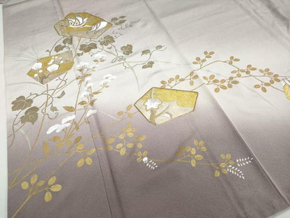 平和屋着物●豪華色留袖 駒刺繍 飛鶴蔦の葉草花文 暈し染め 金彩 正絹 逸品 DABB0858ud