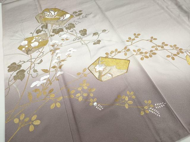 平和屋着物●豪華色留袖 駒刺繍 飛鶴蔦の葉草花文 暈し染め 金彩 正絹 逸品 DABB0858ud