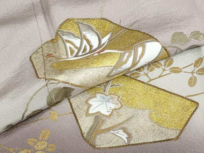 平和屋着物●豪華色留袖 駒刺繍 飛鶴蔦の葉草花文 暈し染め 金彩 正絹 逸品 DABB0858ud