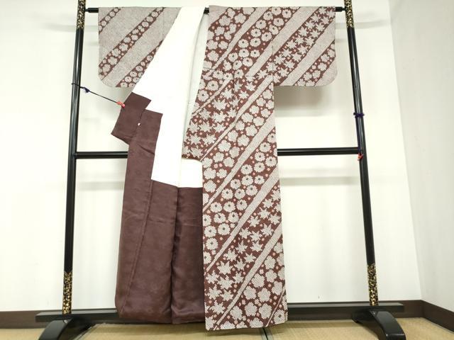 平和屋着物●訪問着 総絞り 横段草花文 鈴乃屋扱い 正絹 逸品 DABB0862ud