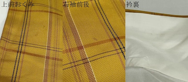 平和屋着物●黄八丈 綾織 格子文 京王百貨店扱い 正絹 逸品 DABB0863ud