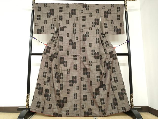 平和屋着物●本場大島紬 7マルキ 抽象文様 正絹 逸品 DABB0866ud