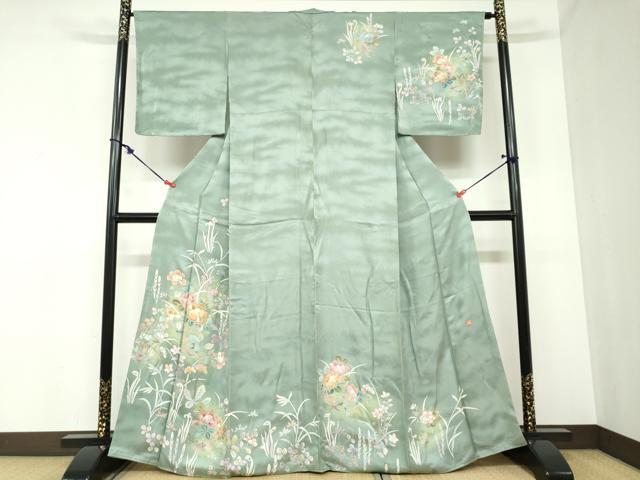 平和屋着物●訪問着 友禅 作家物 花籠文 たたき染 正絹 逸品 DABB0868ud