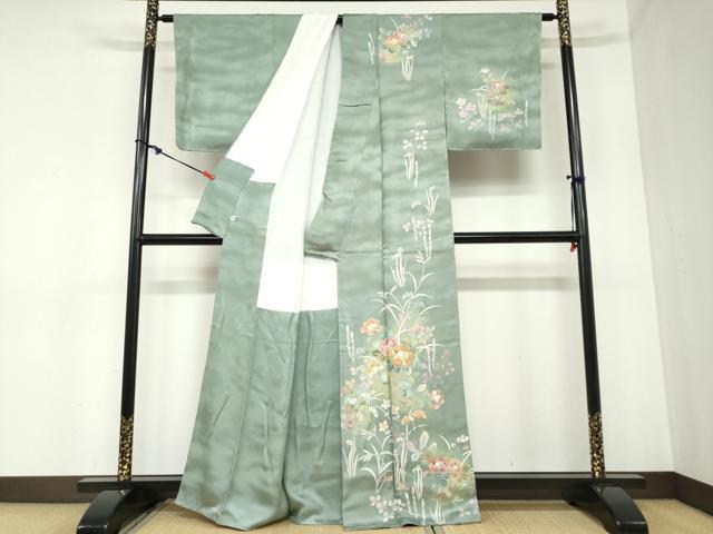 平和屋着物●訪問着 友禅 作家物 花籠文 たたき染 正絹 逸品 DABB0868ud