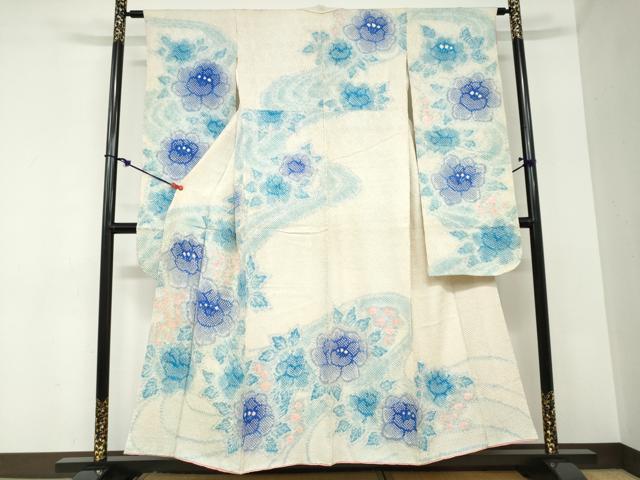 平和屋着物●豪華振袖 総絞り 草花文 正絹 逸品 DABB0871ud