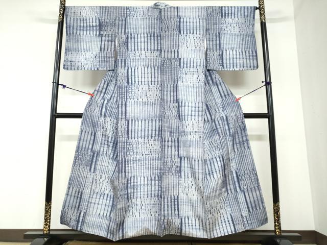 平和屋着物●上質な紬 杢目絞り 変わり縞 正絹 逸品 DABB0876ud