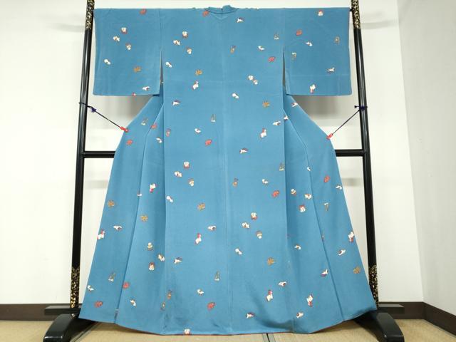 平和屋着物●上質な小紋 型染め 陶器動物文 十二支 金彩 正絹 逸品 DABB0877ud