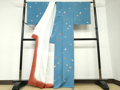 平和屋着物●上質な小紋 型染め 陶器動物文 十二支 金彩 正絹 逸品 DABB0877ud