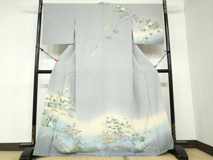 平和屋着物●訪問着 友禅 作家物 風景草花文 暈し染め 正絹 逸品 DABB0878ud