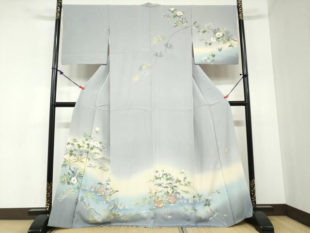 平和屋着物●訪問着 友禅 作家物 風景草花文 暈し染め 正絹 逸品 DABB0878ud