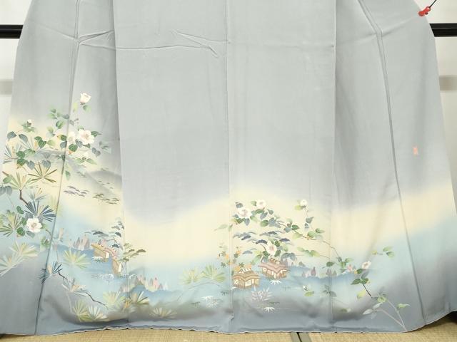平和屋着物●訪問着 友禅 作家物 風景草花文 暈し染め 正絹 逸品 DABB0878ud