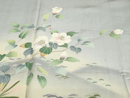 平和屋着物●訪問着 友禅 作家物 風景草花文 暈し染め 正絹 逸品 DABB0878ud