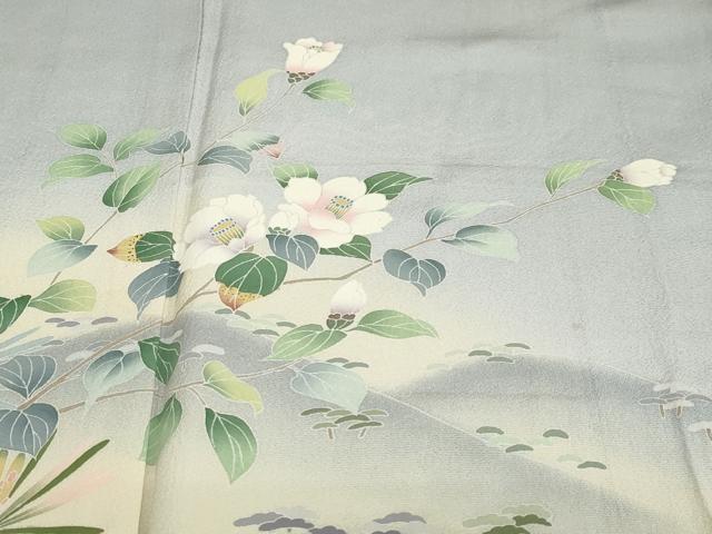 平和屋着物●訪問着 友禅 作家物 風景草花文 暈し染め 正絹 逸品 DABB0878ud