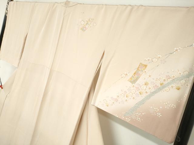平和屋着物●訪問着 駒刺繍 短冊草花文 暈し染め 金彩 ロング丈 正絹 逸品 DABB0879ud