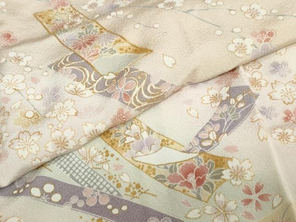 平和屋着物●訪問着 駒刺繍 短冊草花文 暈し染め 金彩 ロング丈 正絹 逸品 DABB0879ud