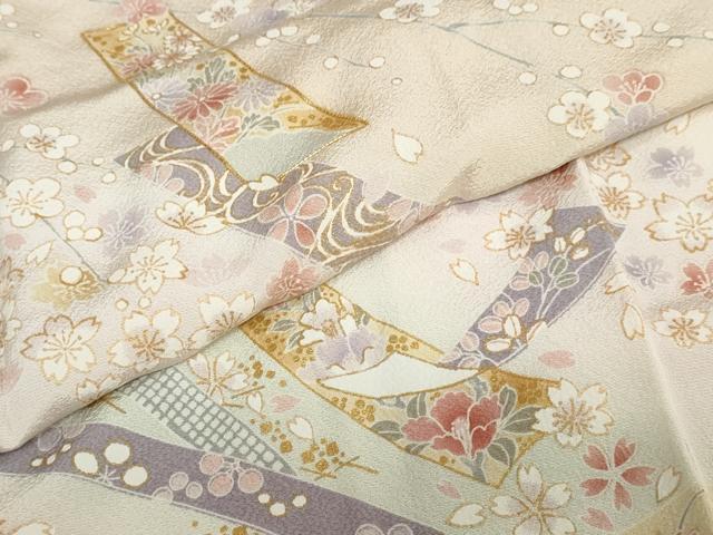 平和屋着物●訪問着 駒刺繍 短冊草花文 暈し染め 金彩 ロング丈 正絹 逸品 DABB0879ud