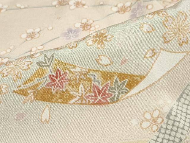 平和屋着物●訪問着 駒刺繍 短冊草花文 暈し染め 金彩 ロング丈 正絹 逸品 DABB0879ud
