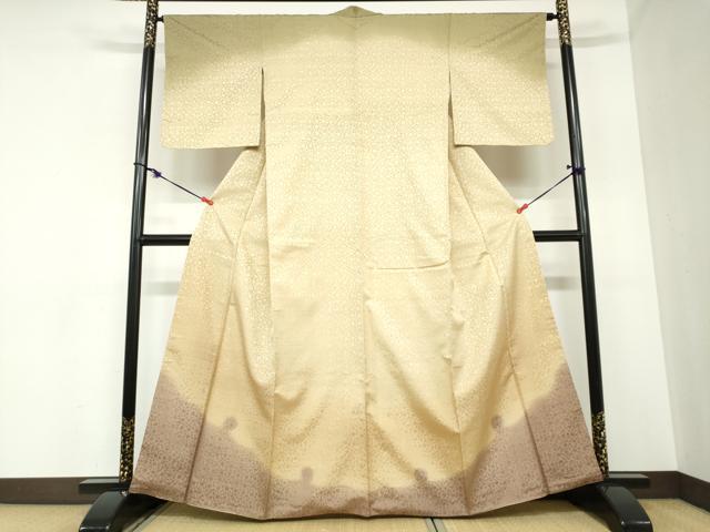 平和屋着物●訪問着 お召地 花唐草地紋 正絹 逸品 DABB0893ud