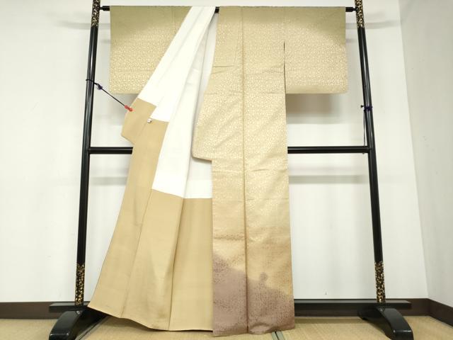 平和屋着物●訪問着 お召地 花唐草地紋 正絹 逸品 DABB0893ud