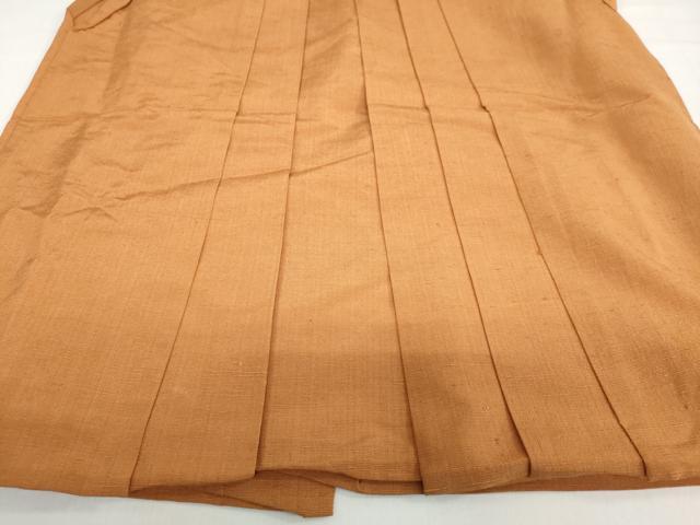 平和屋着物●男性 馬乗り袴 色無地 紬地 土色 正絹 逸品 DABB0906ud