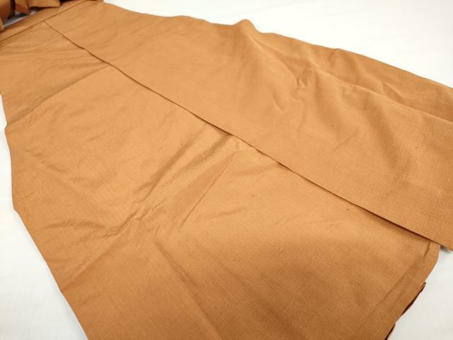 平和屋着物●男性 馬乗り袴 色無地 紬地 土色 正絹 逸品 DABB0906ud