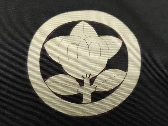 平和屋着物●男性 黒紋付 長羽織セット 羽裏：人物風景文 正絹 逸品 DABB0912ud