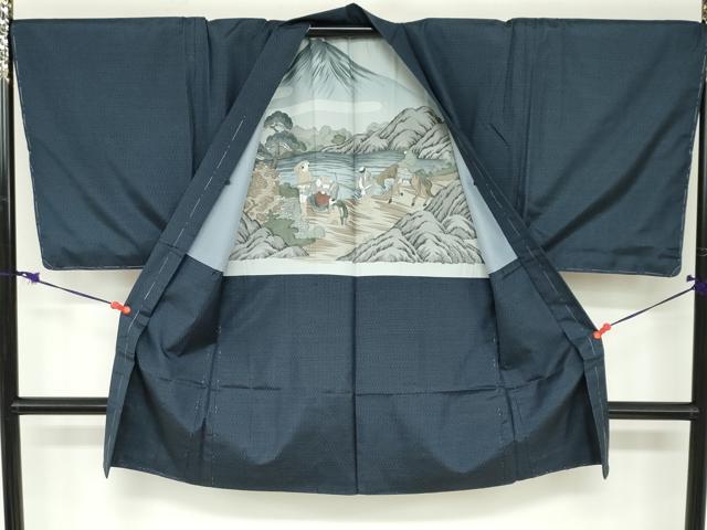 平和屋着物●男性 本場大島紬 アンサンブル 長羽織 抽象文様 キングサイズ 正絹 逸品 未使用 DABB0915ud