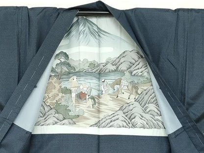平和屋着物●男性 本場大島紬 アンサンブル 長羽織 抽象文様 キングサイズ 正絹 逸品 未使用 DABB0915ud