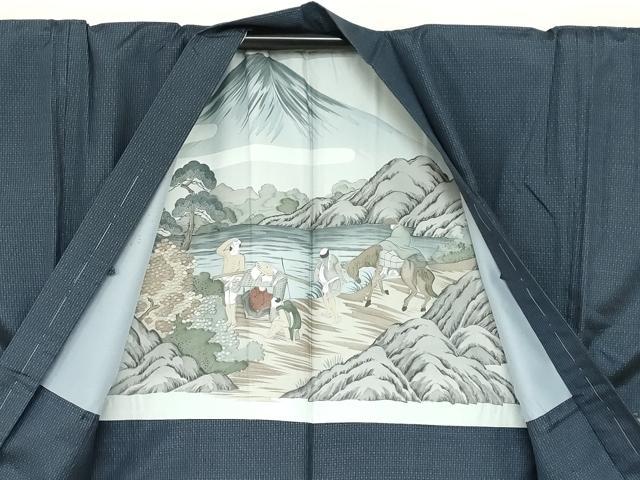 平和屋着物●男性 本場大島紬 アンサンブル 長羽織 抽象文様 キングサイズ 正絹 逸品 未使用 DABB0915ud